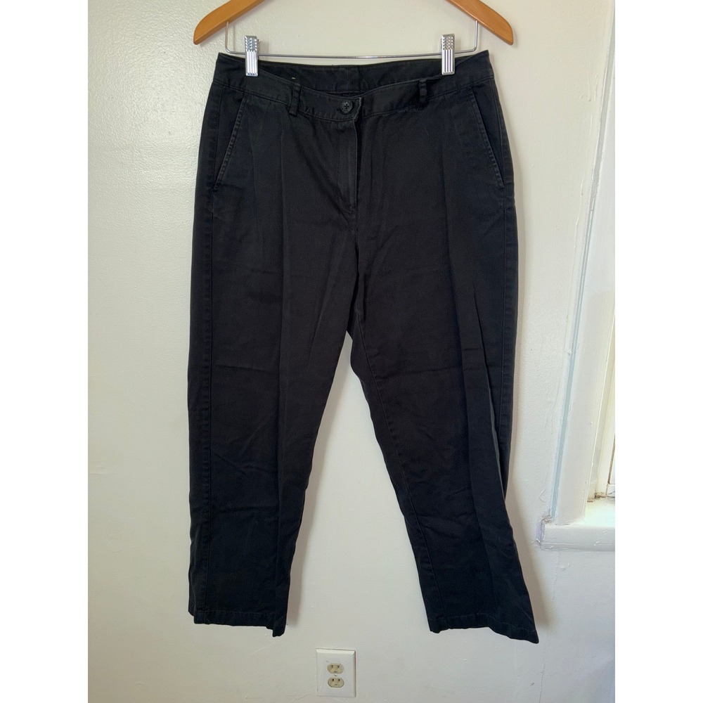 LL Bean Favorite‎ Fit Black Cotton Twill Pants Women's Size 8 Regular